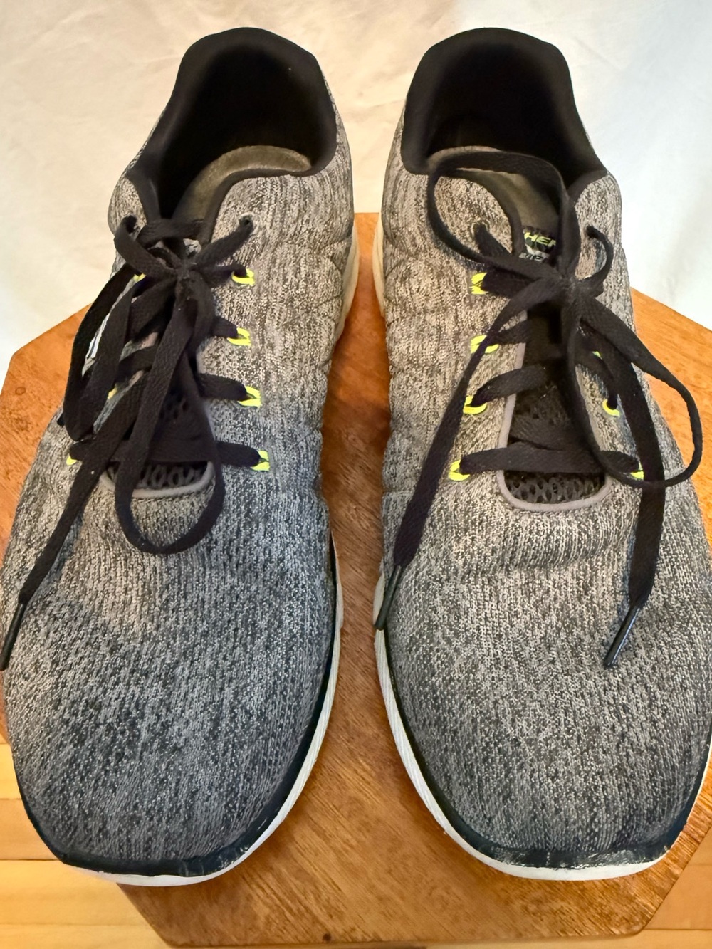 Skechers Men's Gray Knit Sneakers with Black Laces